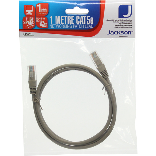 Jacksons Networking Patch Lead CATE5E Network Cable  - 1 Metres