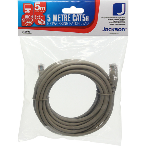 Jacksons Networking Patch Lead CATE5E  Network Cable - 5 Metres