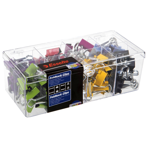 Esselte 19mm Foldback Clips (96 Pack) 0362460 - Assorted Colours