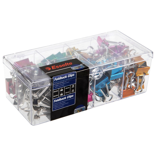 Esselte 19mm Foldback Clips (96 Pack) 0362480 - Assorted Metallic Colours
