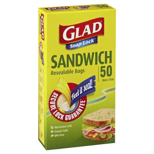 Glad Snap Lock Sandwich Resealable Bags - 50 Pack