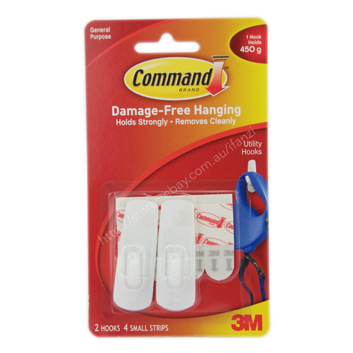 3M COMMAND Damage-Free Hanging Small Hooks With 2 Hooks & 4 Strips - 17002