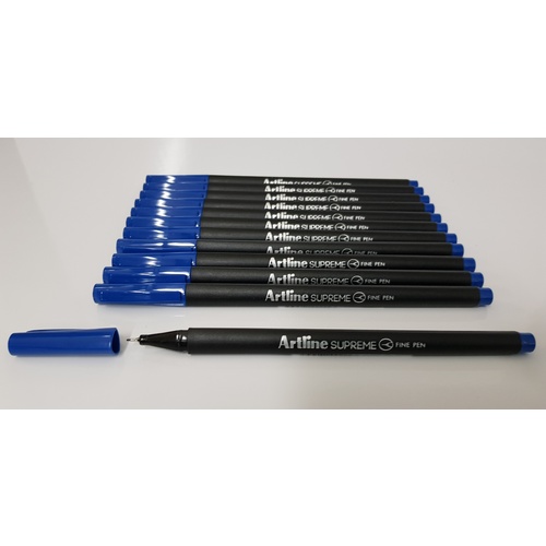 Artline Supreme Fineline Pen Marker, Fine 0.4mm "12 Pack" -  Royal Blue