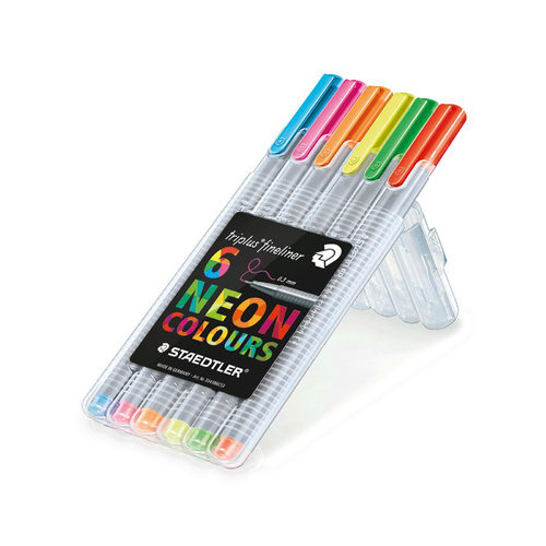 Staedtler 334 Triplus Fineliner Pen 0.3mm Neon Colours - 6 Pack