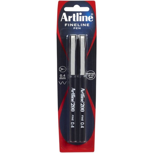 Artline 200 Pen 0.4mm Fineliner Marker Felt Tip Pen - BLACK