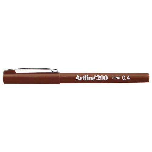 Artline 200 Marker Fineliner 0.4mm Felt Tip Pen BROWN - 12 Pack