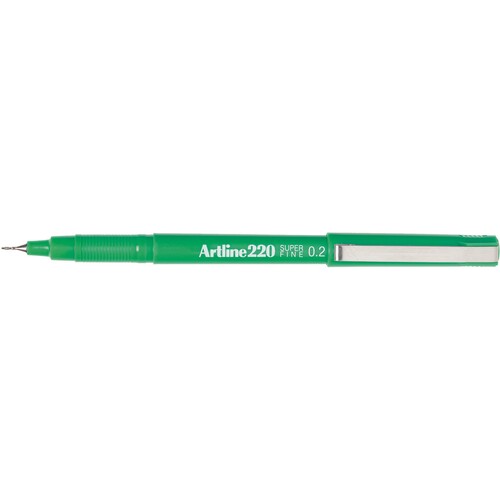 Artline Marker 220 Superfine Point 0.2mm Pen Green - 12 Pack