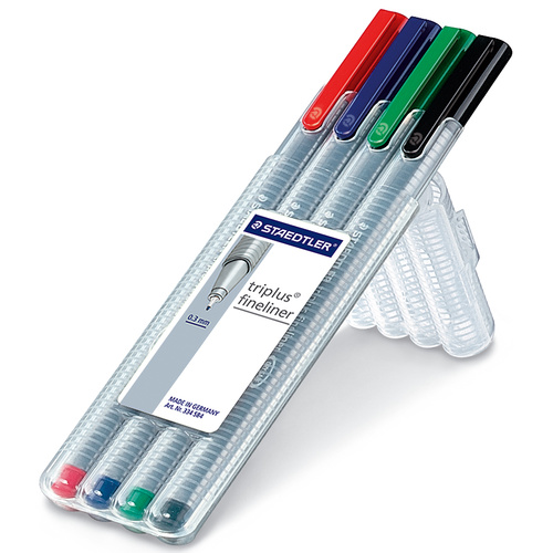 Staedtler 334 Triplus Fineliner Pen 0.3mm Assorted Colours - 4 Pack