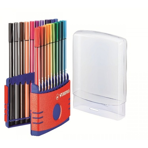Stabilo Pen 68 Colour Parade 1mm Felt Tip Fibre Medium Hard Case Assorted Colours 0374220  - 20 Pack