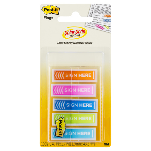 Post-it Flags Sign Here 12mm 684-SH-OPBLA - 100 Pack