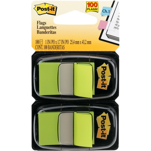 Post It Flags 680-BG2 Twin Pack 100 Flags - Bright Green