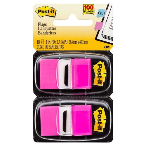 Post It Flags 680-BP2 Twin Pack 100 Flags - Bright Pink