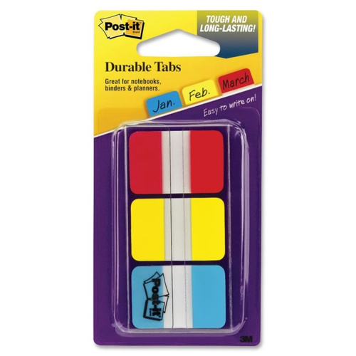 Post-it Tabs 686-RYB Durable, Writeable, Repositionable - 66 Tabs