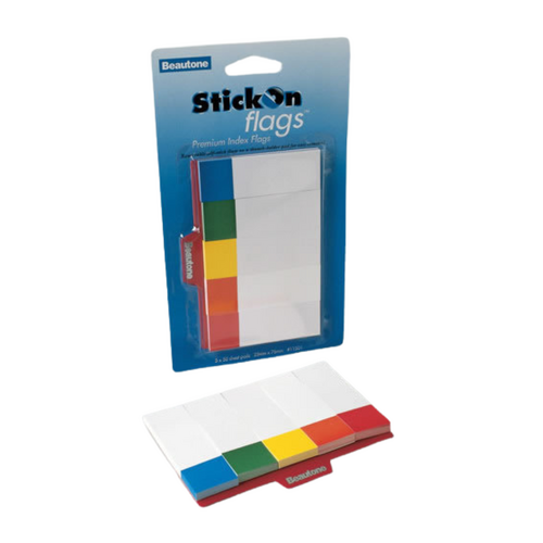 Bantex Index Flags Stick On 25 x 76mm 5 Colours