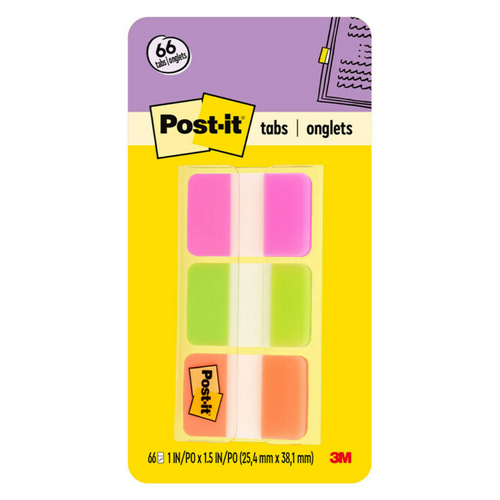 Post It 686-PGO Durable And Repositionable Index Tabs - 66 Pack