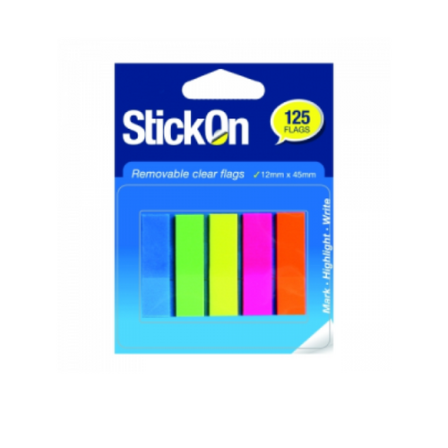 Beautone Stick On Flags 12 x 45mm ClearFlags - 5 Colours