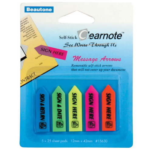 Beautone Stick On Arrows 12x42mm Sign Here 15630 - Coloured