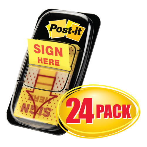 Post It Flags 680-9-24CP Sign Here Cabinet - 24 Pack 