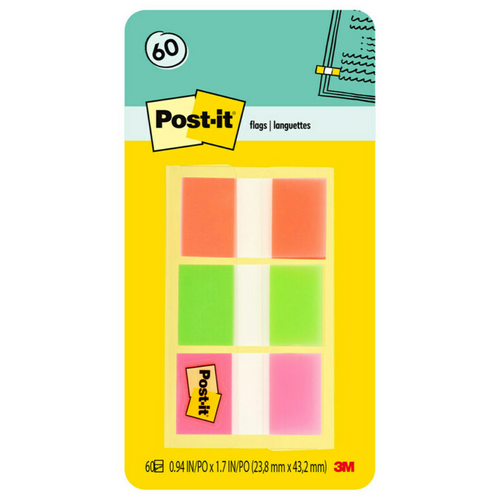 Post It Flags 680-POY Translucent 60 Flags - 3 Colours