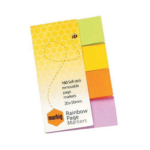 Marbig Page Markers 20 x 50mm Sticky Note - Rainbow Assorted