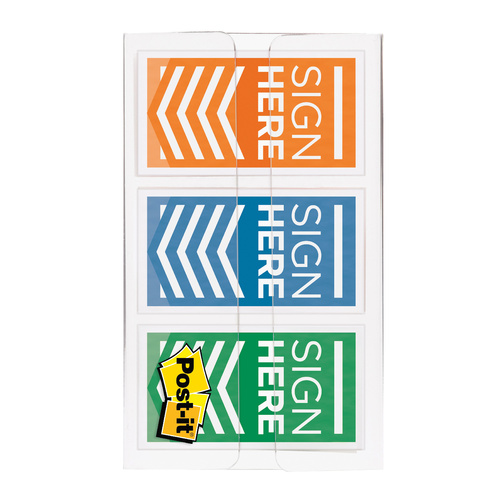 Flags Color Code Sign Here Post-it 24mm 682-SH-OBL Orange/Blue/Lime - 60 Pack