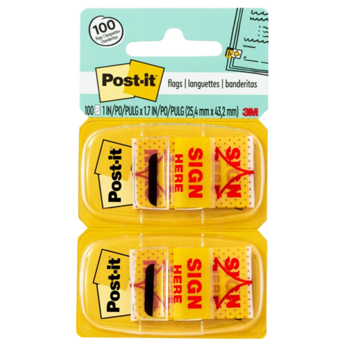 Post it Flags 680-SH2 Sign Here 2 Pack - 100 Flags