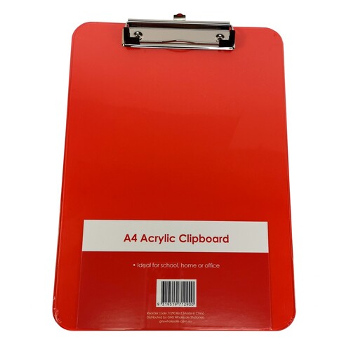 A4 Acrylic Clipboard Basic - Red