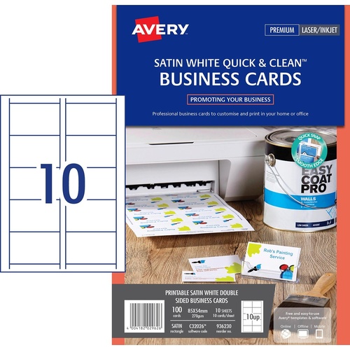 Avery Satin Finish Double Sided Business Cards 10 Pack - 936230