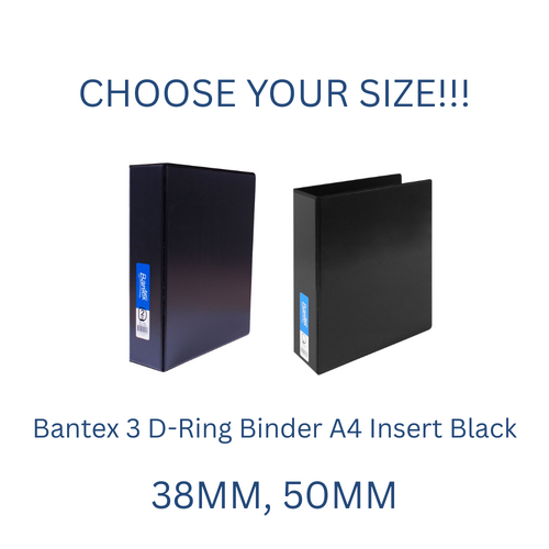 Bantex 3D Binder A4 Insert Black - CHOOSE YOUR SIZE