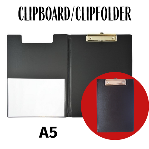 1 x Beautone A5 Clipfolder Clipboard PVC - Black
