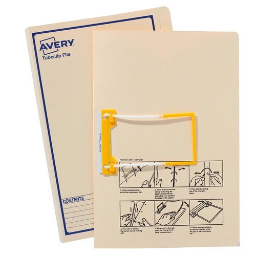 Avery Foolscap File With Tubeclip 20 Pack - Buff Blue Print