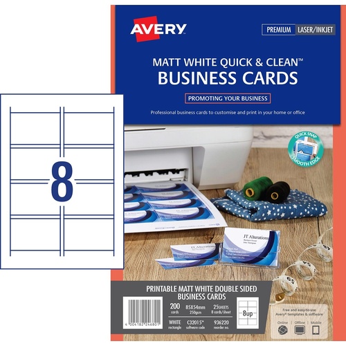 Avery Matt Finish Double Sided Business Cards 25 Pack - 936220