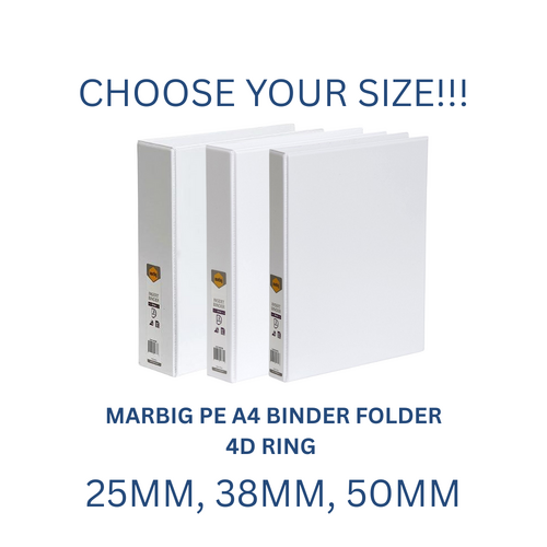 Marbig PE A4 Binder Insert Clearview 4D Ring - Choose Your Size