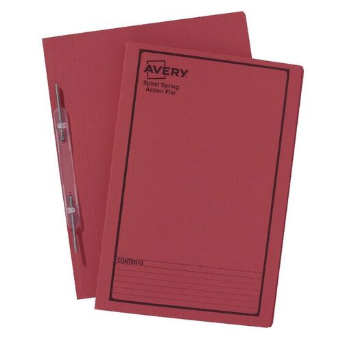 Avery Spring File Action File Foolscap 25 Pack 85104 - Red / Black Print