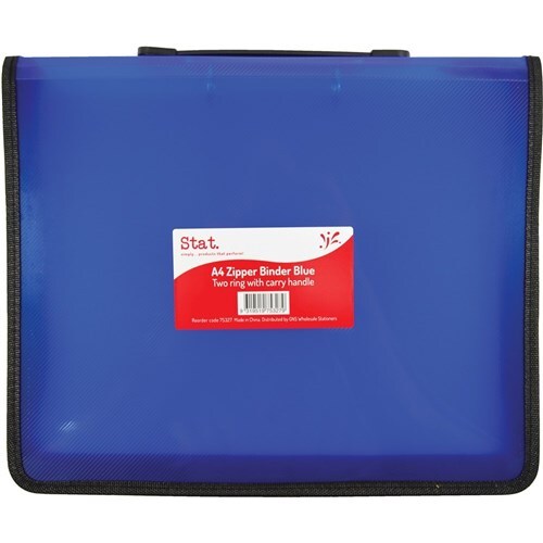 STAT Binder A4 2 Ring With Zipper & Handle - Blue