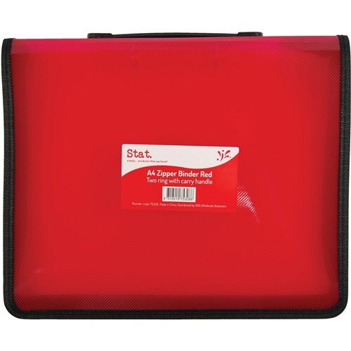 Sovereign Binder A4 2 Ring With Zipper & Handle - Red