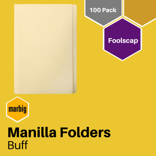 Marbig Manilla Folder A4/Foolscap Durable Quality 100 Pack 1108007 - BUFF