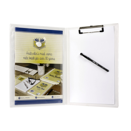 Marbig A4 Clipfolder With Insert & Expanding Pocket - White