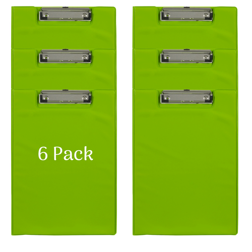 Marbig A4 Clipboard Clipfolder PVC Durable With Metal Clip 4300604A GREEN - 6 Pack