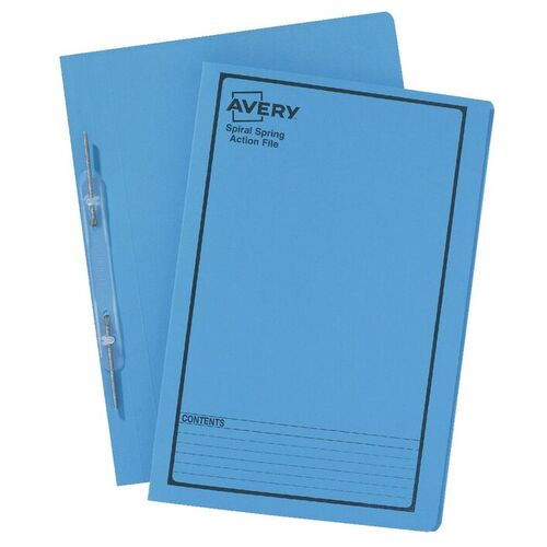 Avery Spring File Action File Foolscap 5 Pack 88545 - Blue / Black Print