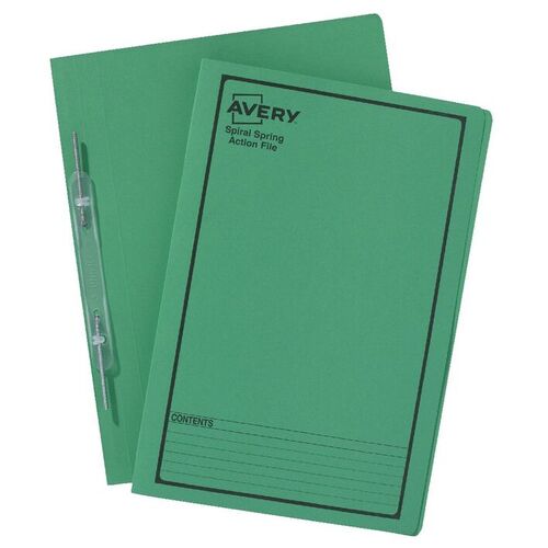 Avery Spring File Action File Foolscap 5 Pack 88546 - Green / Black Print