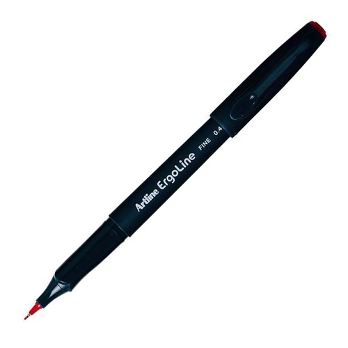 Artline 3400 Ergoline Fineliner Pen 0.4mm RED 134002 - 12 Pack