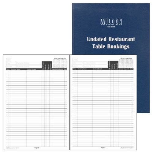 Wildon 580W Undated Restaurant Cafe Table Bookings Book 160 Pages Navy Blue