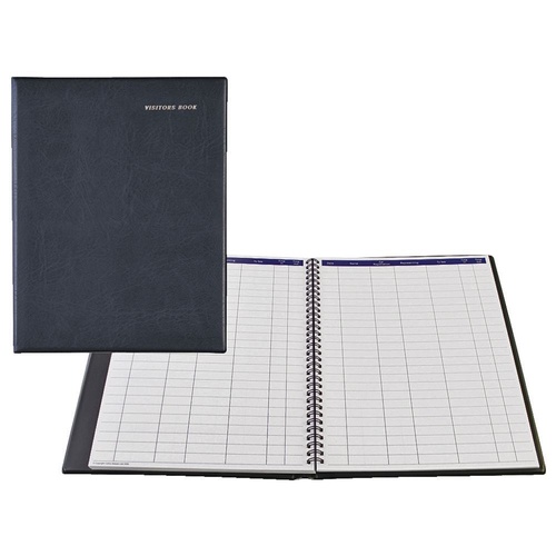 Debden A4 Short Visitors Book Wiro With padded PVC Cover - Black