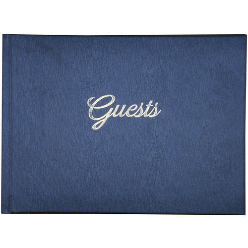 Cumberland Guest Book PU Cover With Silver Foil Print 112 Pages 265 x 195mm - Dark Blue