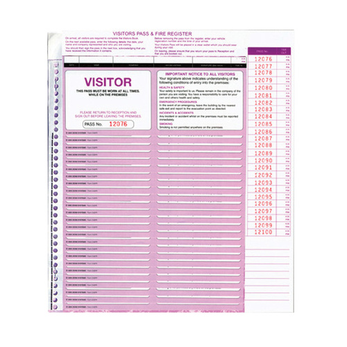Zions Systems Visitor Pass Register Refills 250 Pack