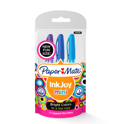 3 Pack Papermate Inkjoy Mini 100ST Ballpoint Pens Bright Colours