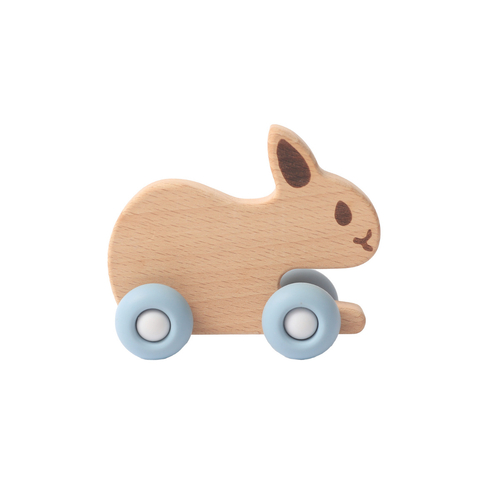 Baby Blue Bunny Beechwood And Silicone Toy