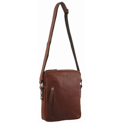 Pierre Cardin Rustic Leather iPad Bag - Chestnut
