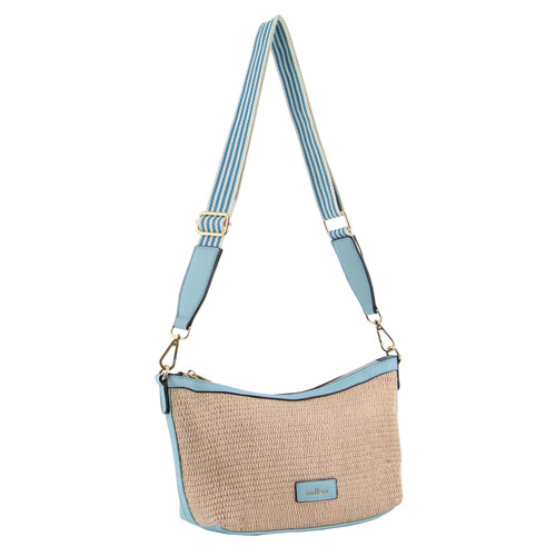 Milleni Ladies Fashion Cross-Body Bag with webbing strap Blue
